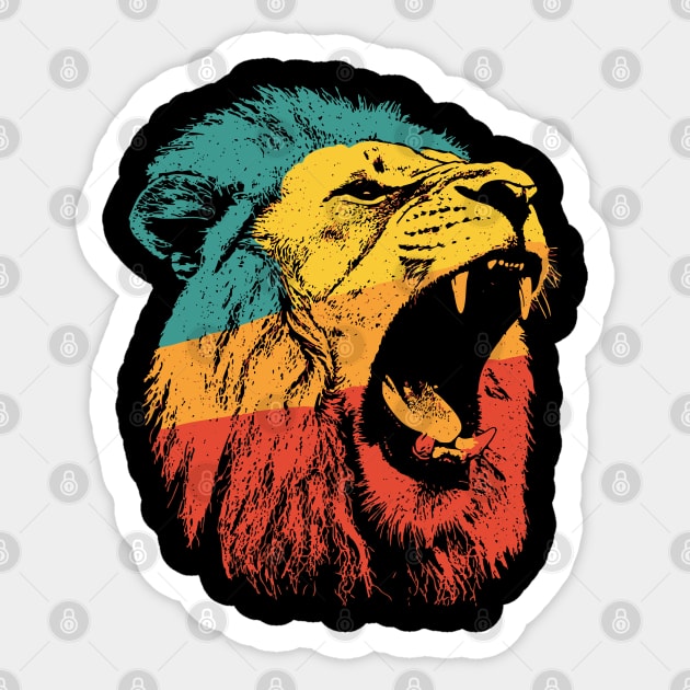 Fierce Roaring Lion Retro Pop Portrait Sticker by TuncGK